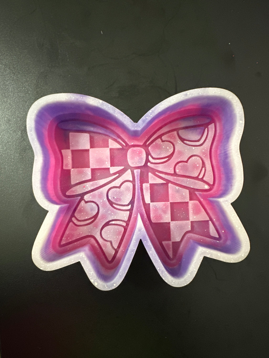 Checkered Bow with Hearts