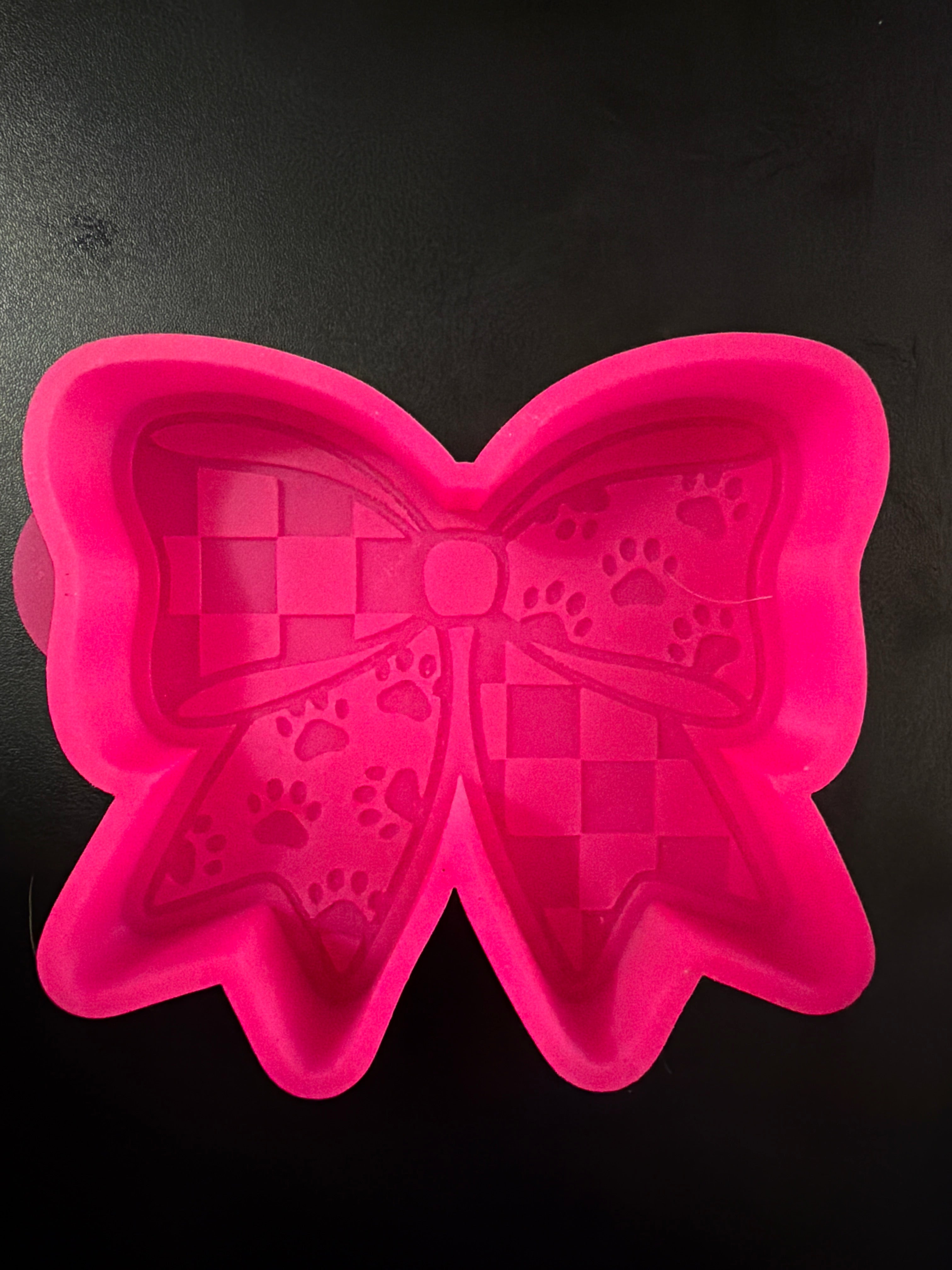 Checkered Bow with Paw Prints