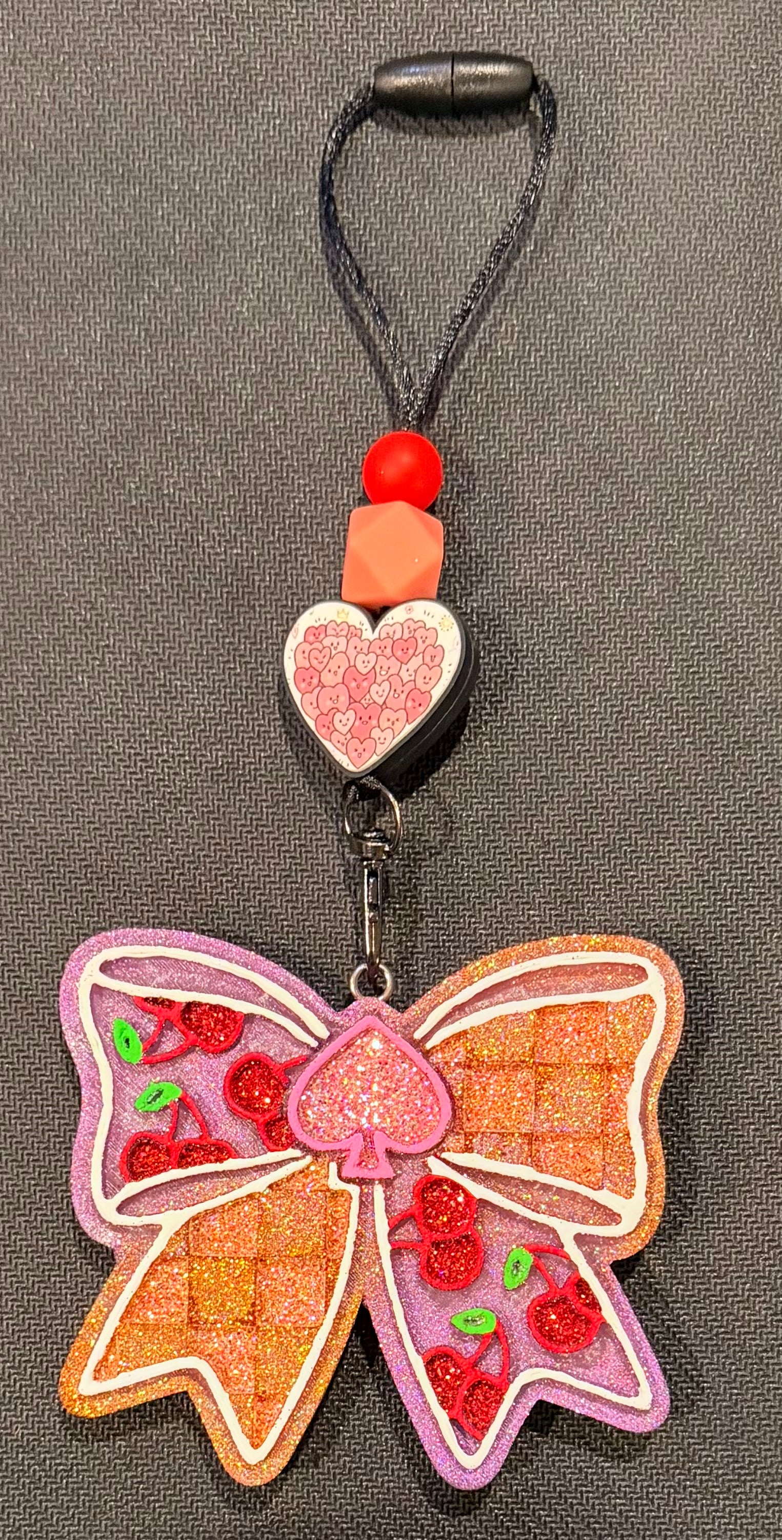 Checkered Bow with Cherries